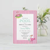 Invitation Flamant rose rose chaud PISCINE fête Douche nuptia (Debout devant)