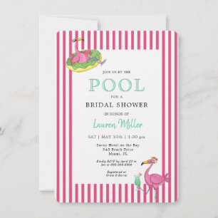 Invitation Flamant rose rose chaud PISCINE fête Douche nuptia