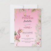 Invitation Flamant rose Rose Et Fleurs Anniversaire (Devant)