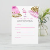 Invitation Flamant rose rose et or Baby shower bébé Guesses (Debout devant)