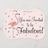 Invitation Flamant rose rose 'Fabulous' support d'invitation (Devant / Derrière)
