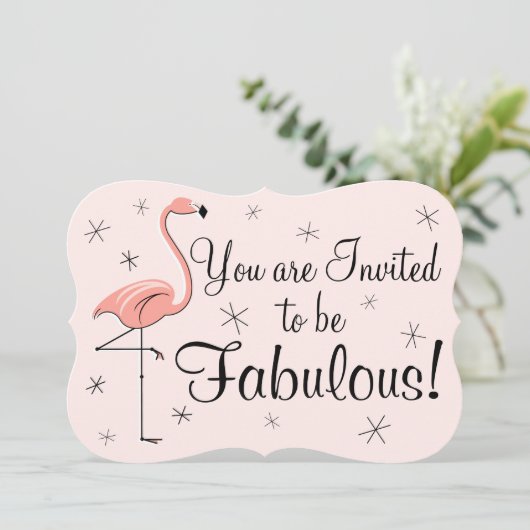 Invitation Flamant rose rose 'Fabulous' support d'invitation (Debout devant)