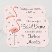 Invitation Flamant rose rose "Fête des mariées" (Devant / Derrière)