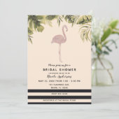 Invitation Flamant rose rose Fête des mariées Tropical à crèm (Debout devant)
