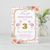 Invitation Flamant rose rose Fête Tropicale Confetti (Debout devant)