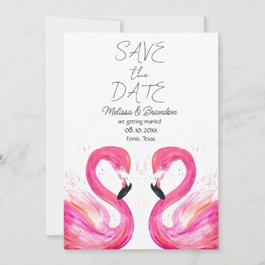 Invitation Flamant rose rose Mariage tropical (Devant)