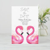 Invitation Flamant rose rose Mariage tropical (Debout devant)