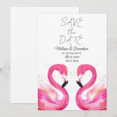 Invitation Flamant rose rose Mariage tropical (Devant / Derrière)