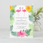Invitation Flamant rose rose Mariage tropical personnalisé (Debout devant)