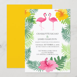 Invitation Flamant rose rose Mariage tropical personnalisé