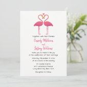 Invitation Flamant rose rose Mariage Tropical Summer Beach (Debout devant)