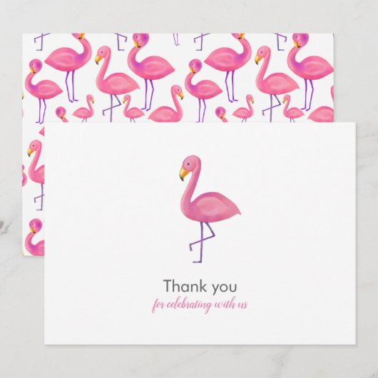 Invitation Flamant rose rose Merci Baby shower moderne (Devant / Derrière)