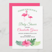 Invitation Flamant rose rose mignon Baby shower personnalisé (Devant / Derrière)