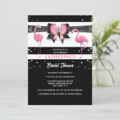 Invitation Flamant rose rose noir douche parties scintillant  (Debout devant)