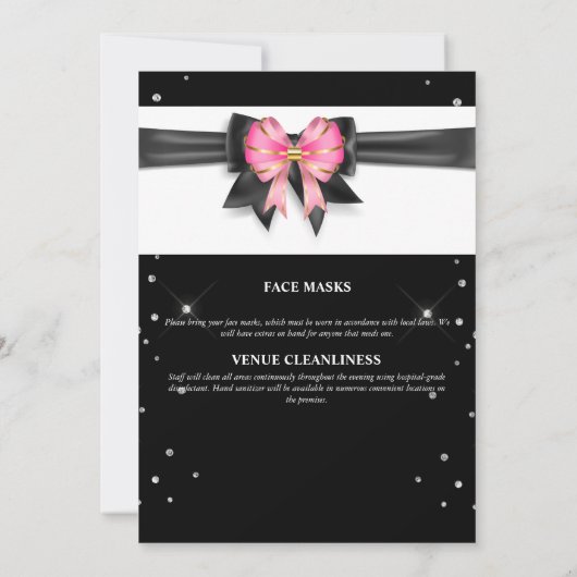 Invitation Flamant rose rose noir douche parties scintillant (Dos)