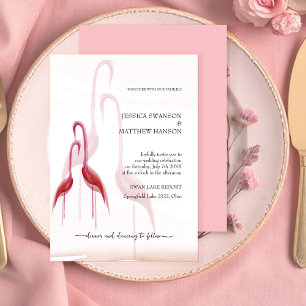 Invitation Flamant rose rose or exotique