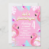 Invitation Flamant rose rose or Flamingle Anniversaire (Devant)