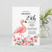 Invitation Flamant rose rose Orchidée rose Flore 25e annivers (Debout devant)