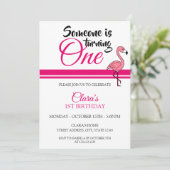 Invitation Flamant rose rose pâle 1er anniversaire (Debout devant)