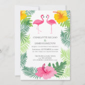 Invitation Flamant rose rose personnalisé Mariage tropical (Devant)