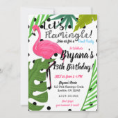 Invitation Flamant rose rose Pois Flamingparty d'été (Devant)