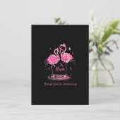 Invitation Flamant rose rose Ruban Papillons Cancer du sein A (Debout devant)