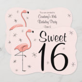 Invitation Flamant rose Rose 'Sweet 16' support d'invitation (Devant / Derrière)