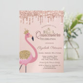 Invitation Flamant rose rose, Tiara, Rose gouttes d'or Quince (Debout devant)