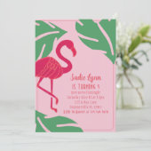 Invitation Flamant rose rose tropical Anniversaire (Debout devant)