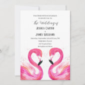 Invitation Flamant rose rose Tropical Beach Wedding (Devant)