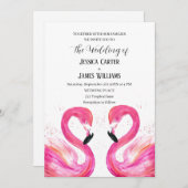 Invitation Flamant rose rose Tropical Beach Wedding (Devant / Derrière)