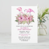 Invitation Flamant rose rose tropical fête d'anniversaire (Debout devant)