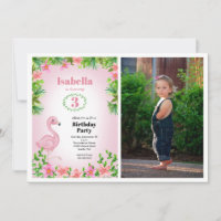 Flamant rose rose Tropical Girl's Birthday Photo