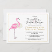 Invitation Flamant rose rose tropical Magnolia Réception flor (Devant)