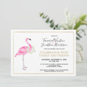 Invitation Flamant rose rose tropical Magnolia Réception flor (Debout devant)