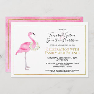 Invitation Flamant rose rose tropical Magnolia Réception flor
