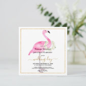 Invitation Flamant rose rose tropical Magnolias Beach Mariage (Debout devant)