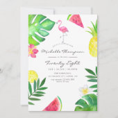 Invitation Flamant rose rose Tropical N'importe quel âge Anni (Devant)