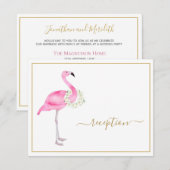 Invitation Flamant rose rose Tropical Pas de cadeaux Réceptio (Devant / Derrière)