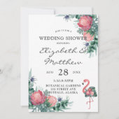 Invitation Flamant rose rose tropical Wedding shower de pivoi (Devant)