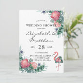 Invitation Flamant rose rose tropical Wedding shower de pivoi (Debout devant)