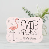 Invitation Flamant rose rose 'VIP PASS' (Debout devant)