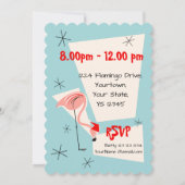 Invitation Flamant rose Santas Bleu à coquillage (Dos)
