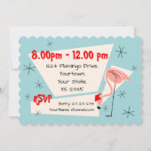 Invitation Flamant rose Santas Bleu pétoncle horizontal (Dos)