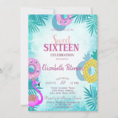 Invitation Flamant rose Summer Pool Sweet 16 Party (Devant)