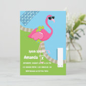 Invitation Flamant rose Summer Splish Splash Anniversaire de (Debout devant)