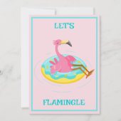 Invitation Flamant rose sur une ceinture de billard Anniversa (Devant)