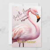 Invitation Flamant rose Thème Pink Gold Anniversaire (Devant)