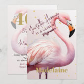 Invitation Flamant rose Thème Pink Gold Anniversaire (Devant / Derrière)