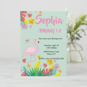 Invitation Flamant rose tropical (Debout devant)